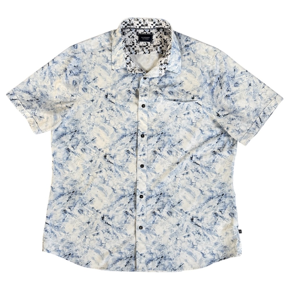 7 Diamonds Blue and White Casual Button Down Shirt